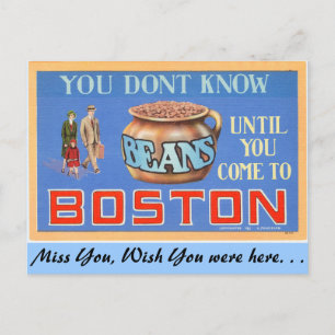 Postal No sabes frijoles hasta que vengas a Boston