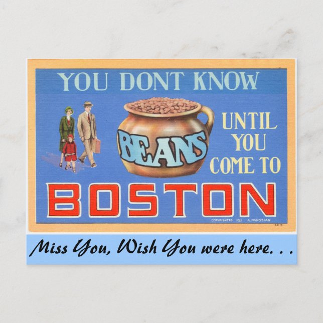 Postal No sabes frijoles hasta que vengas a Boston (Anverso)
