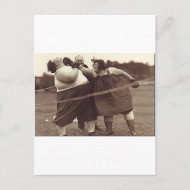 Postal ¡No se acabó hasta que la gorda te golpee! (Anverso)