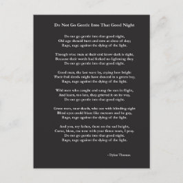 Postal No se vayan suaves poemas de Dylan Thomas
