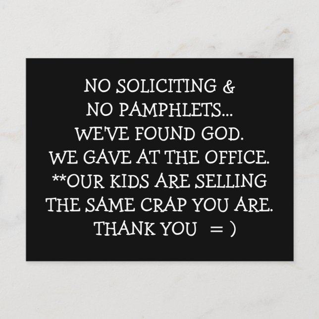 Postal no solicitar (Anverso)