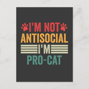 Postal No soy antisocial soy pro-gato divertido introvert