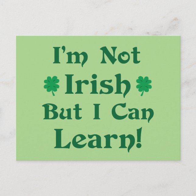 Postal No soy irlandés, pero puedo aprender (Anverso)