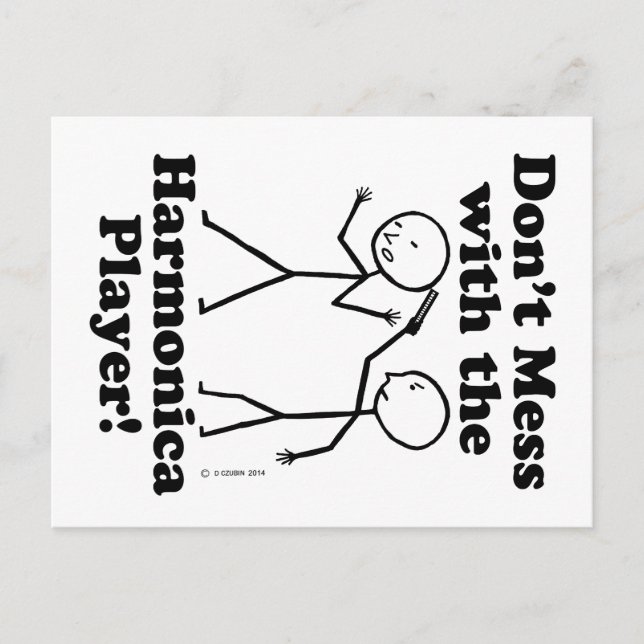 Postal No te metas con el jugador de Harmonica (Anverso)