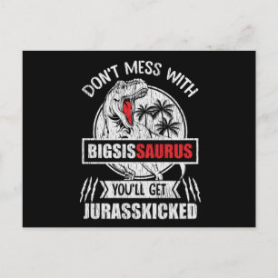 Postal No te metas con la familia de dinosaurios de la he