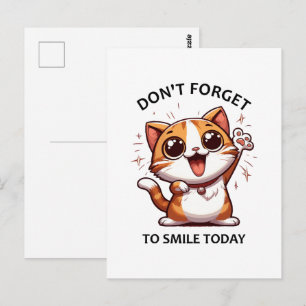 Postal No te olvides de sonreír hoy divertido Gato Feliz