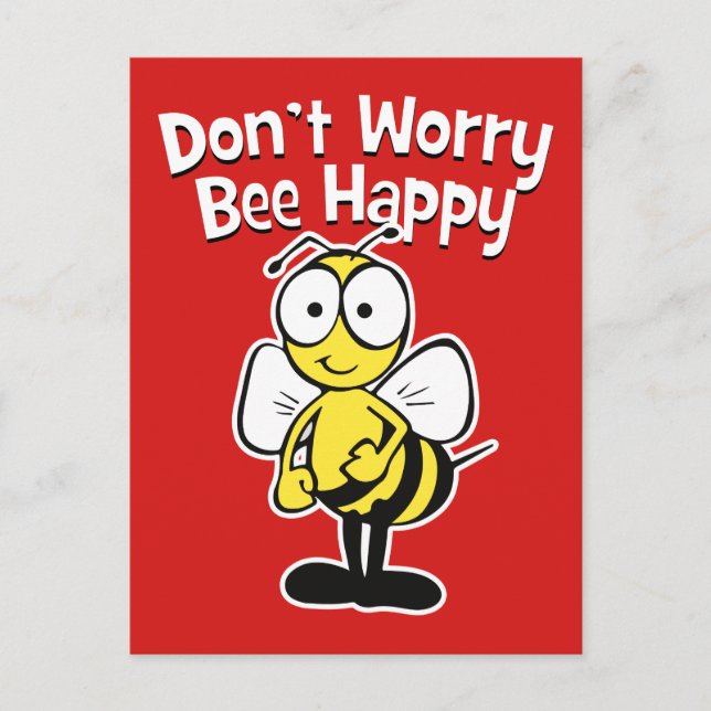 Postal No te preocupes por ser feliz | Bumble Bee Red (Anverso)