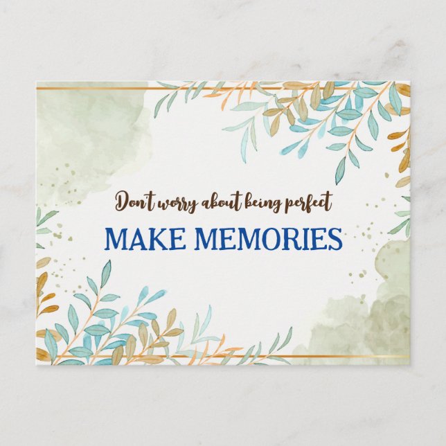 Postal No te preocupes por ser perfecto cita (Anverso)