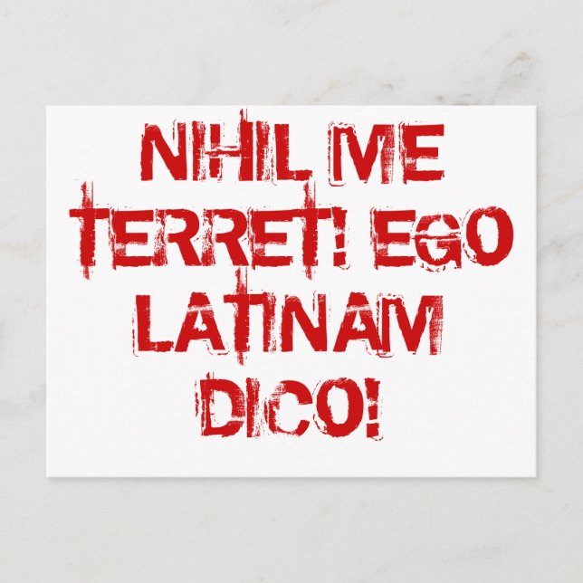 Postal ¡No temo nada! ¡Hablo latín! (Anverso)