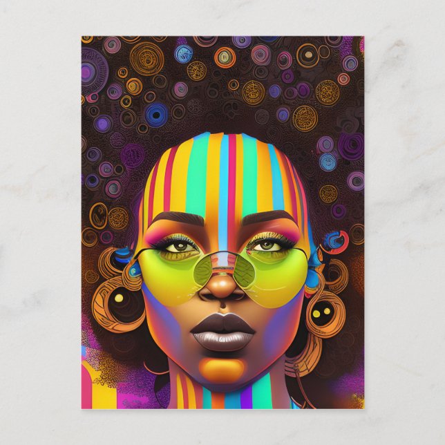 Postal No toques mi cabello negro Melanin afro reina coro (Anverso)