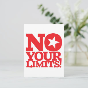 Postal ¡No Tus Límites! Texto rojo vertical