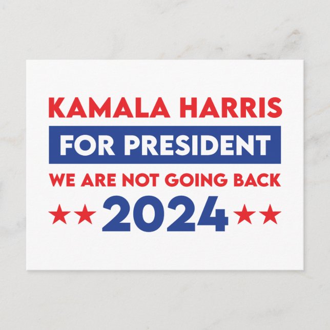 Postal No Vamos A Regresar Kamala Harris Por El President (Anverso)