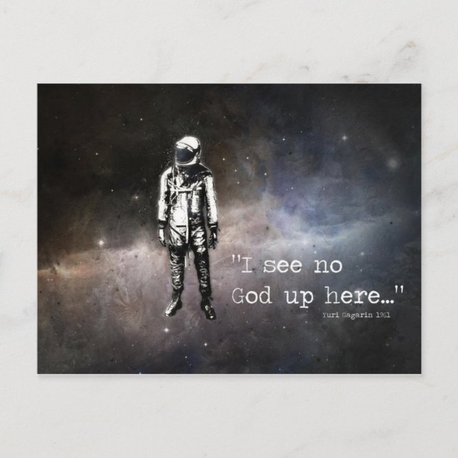 Postal No veo a ningún dios aquí. (Anverso)