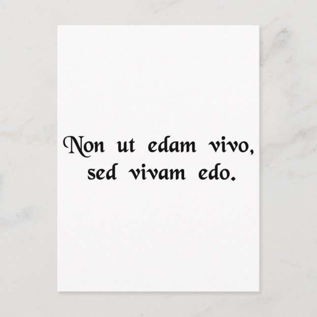 Postal No vivo para comer, sino para comer para vivir (Anverso)