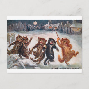 Postal NO VOLVEREMOS A CASA HASTA LA MAÑANA, Louis Wain