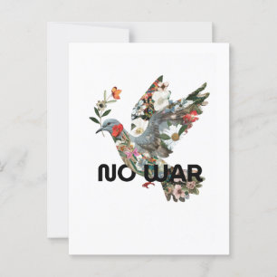 Postal No War Peace Dove Pacifist Declaración audaz