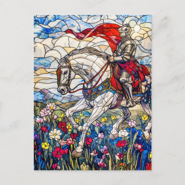 Postal Noble caballero en armas en caballo (Anverso)