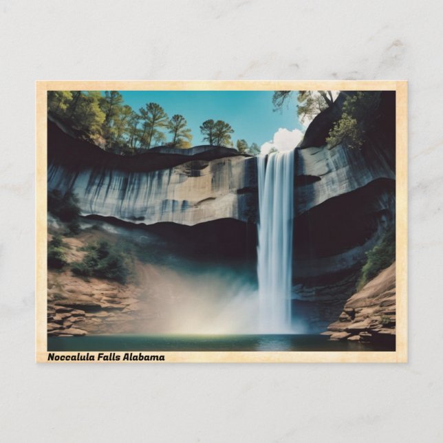 Postal Noccalula Falls Alabama Viaje Vintage (Anverso)