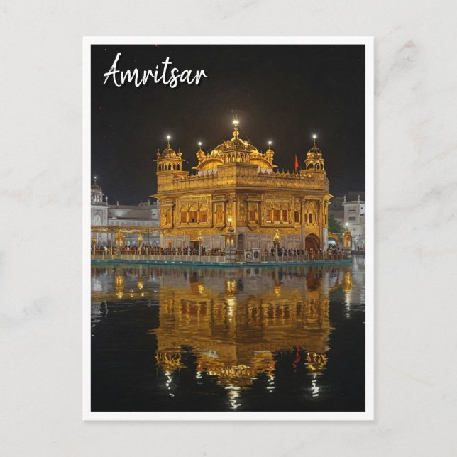 Postal Noche Amritsar Golden Temple India (Anverso)