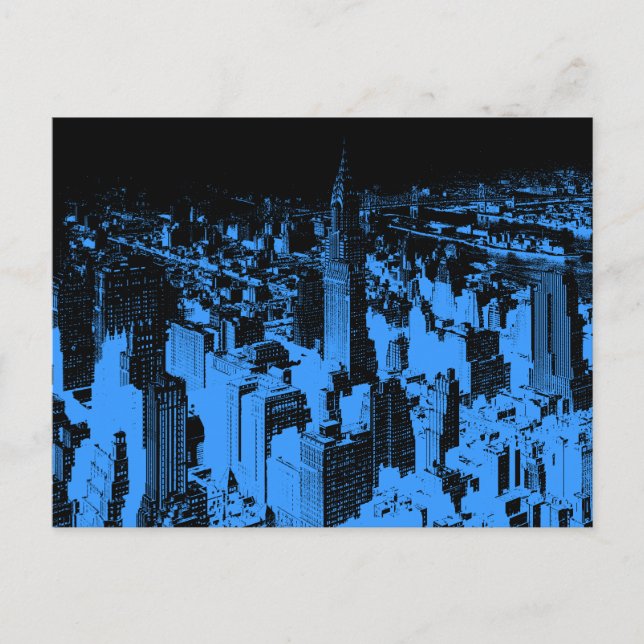 Postal Noche azul de Nueva York (Anverso)