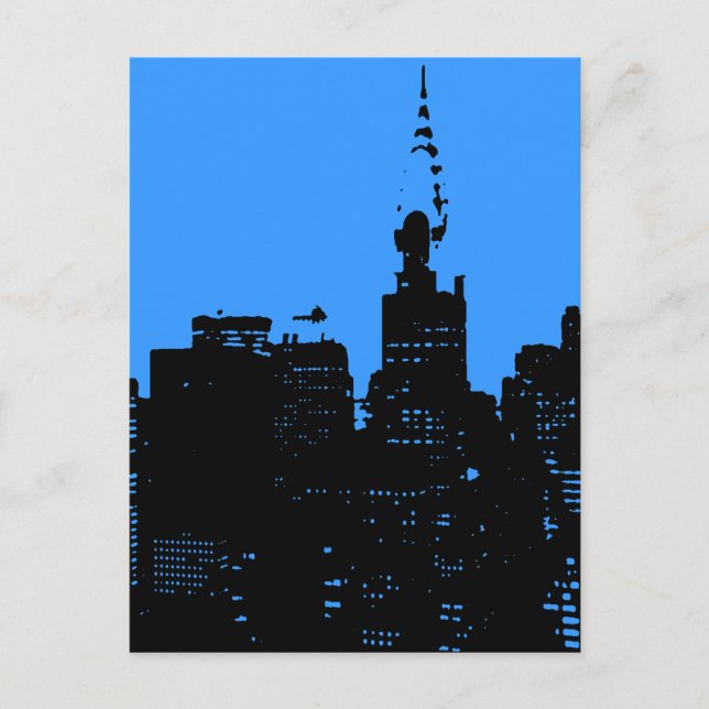 Postal Noche azul de Nueva York (Anverso)