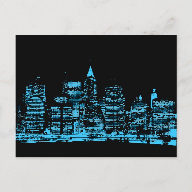 Postal Noche azul de Nueva York (Anverso)
