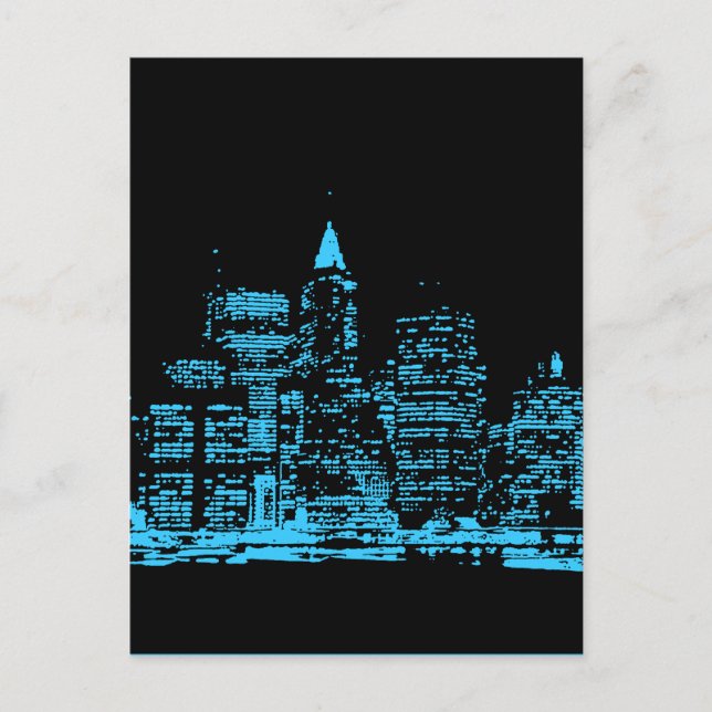 Postal Noche azul de Nueva York (Anverso)