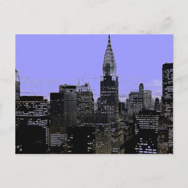 Postal Noche azul de Nueva York (Anverso)