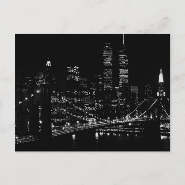 Postal Noche Black & White New York City (Anverso)