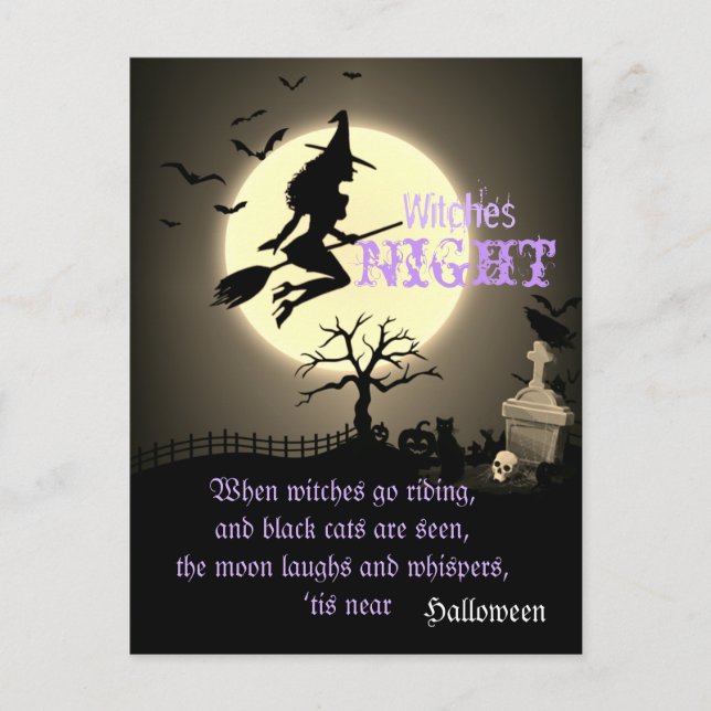Postal Noche de Brujas, Halloween (Anverso)