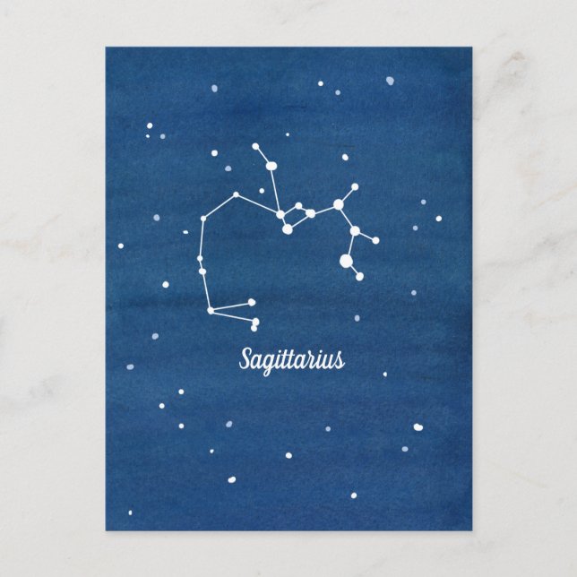 Postal Noche de Constellation Sagittarius Sky Indigo (Anverso)