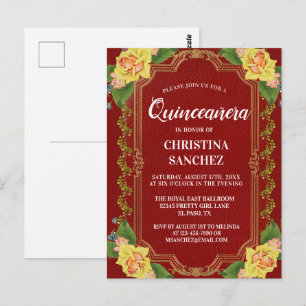 Postal Noche de cumpleaños de la Rosa Amarilla de Borgoña