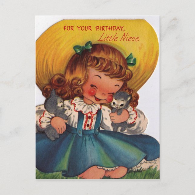 Postal Noche de cumpleaños feliz de la década de 1950 (Anverso)