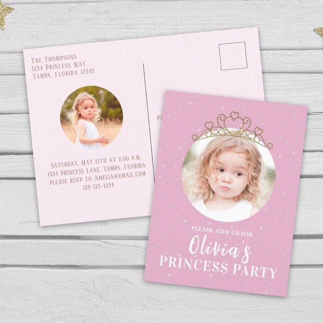 Postal Noche de cumpleaños: Princesa de foto rosa simple (Subido por el creador)