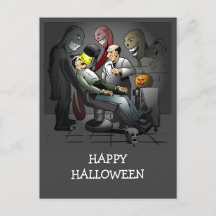 Postal Noche de Halloween en el dentista