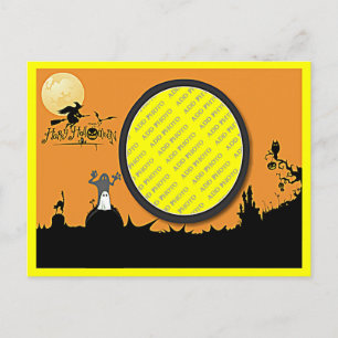 Postal Noche de Halloween en un resplandor Naranja agrega