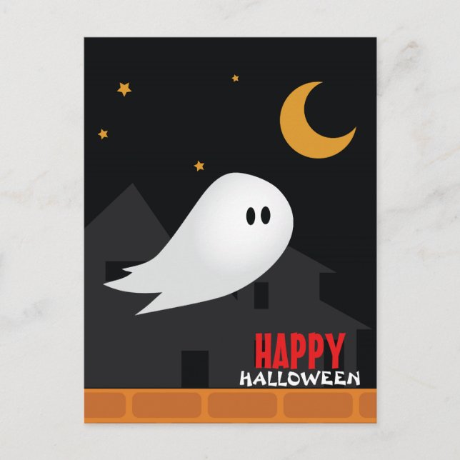 Postal Noche de Halloween, personalizado fantasma (Anverso)