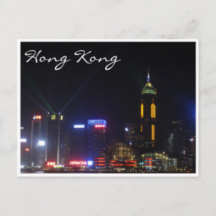 Postal noche de hong kong skyline
