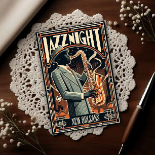 Postal Noche de Jazz de Nueva Orleans - Arte Antiguo 