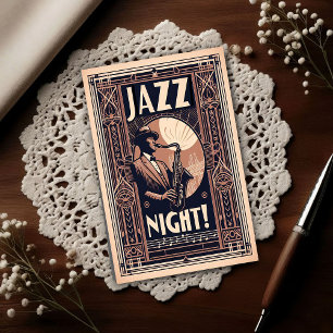 Postal Noche de Jazz de Nueva Orleans - Arte Vintage