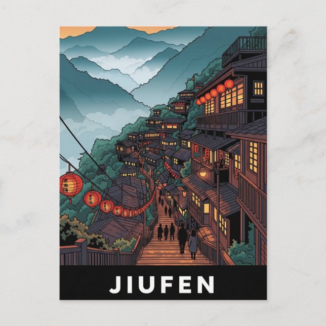 Postal Noche de Jiufen Taiwán (Anverso)