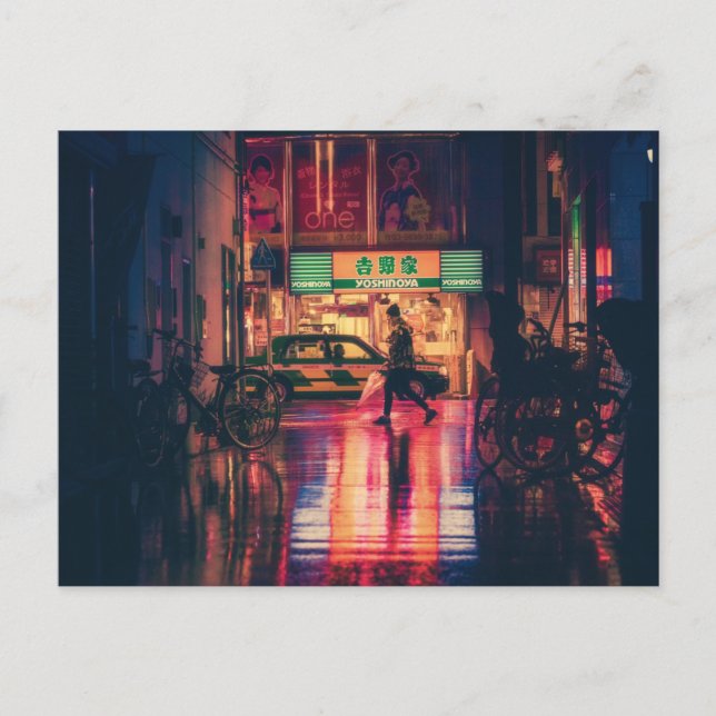Postal Noche de la calle Osaka de Japón (Anverso)