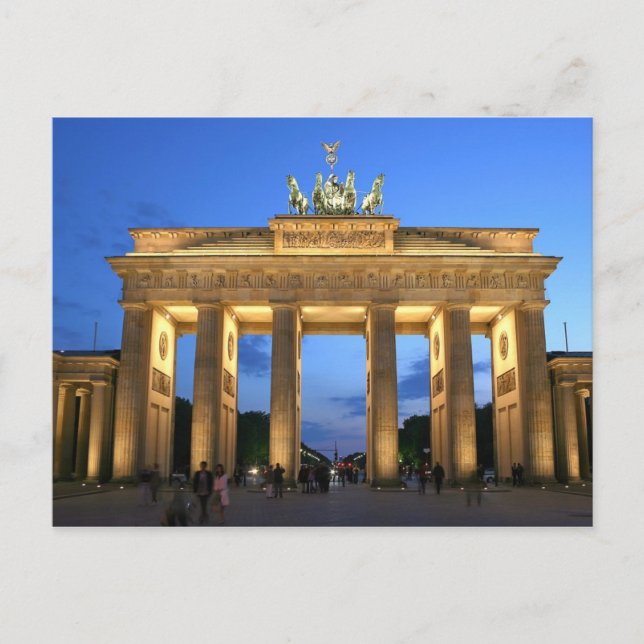 Postal noche de la puerta de enlace de brandenburg (Anverso)