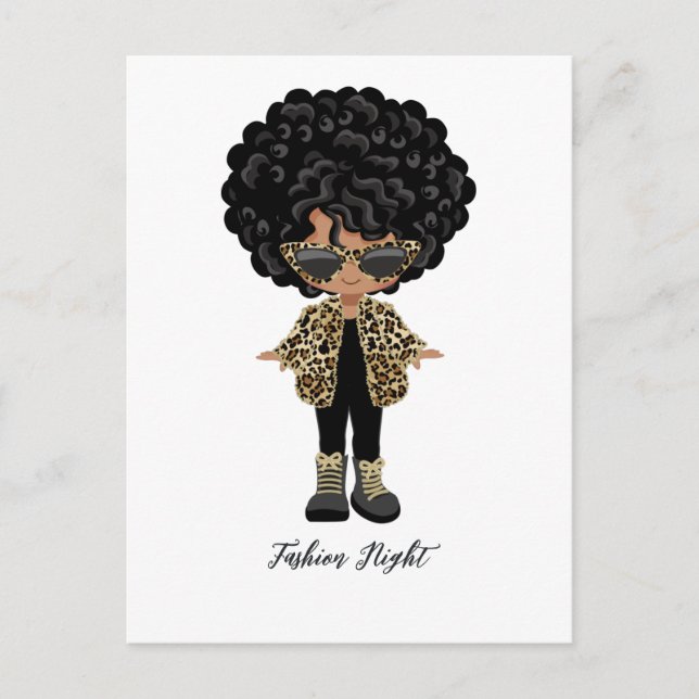 Postal Noche de moda para chicas Fiesta (Anverso)
