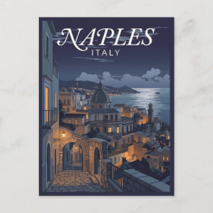 Postal Noche de Nápoles Italia Vintage Viajes