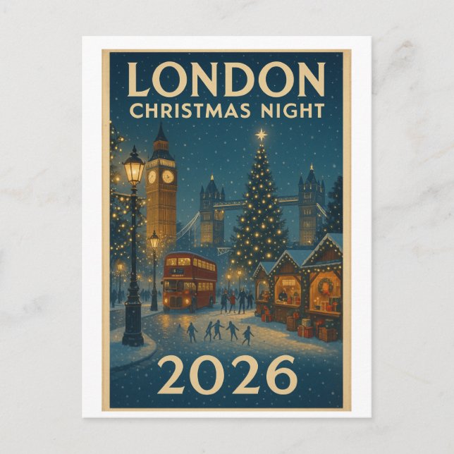 Postal Noche de Navidad en Londres 2026 (Anverso)