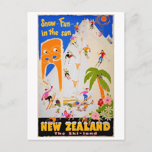 Postal Noche de nieve de Nueva Zelanda divertido en el so (Anverso)