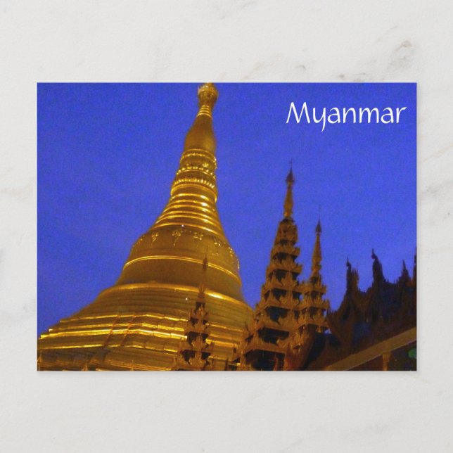 Postal noche de shwedagon myanmar (Anverso)