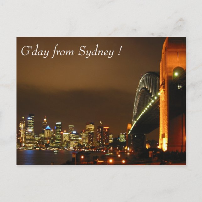Postal noche de skyline de sydney (Anverso)
