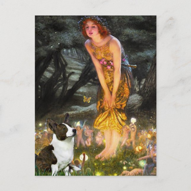 Postal Noche de veranos medios - Corgi galés cardigan (Anverso)